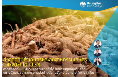 Krungthai COMPASS คาดส่งออกสินค้าเกษตรและอุตสาหกรรมเกษตร ในปี 2022 ยังคงขยายตัวได้ 