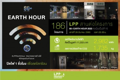 LPP สานต่อโครงการ 60+ EARTH HOUR 2022 ต่อเนื่องเป็นปีที่ 15