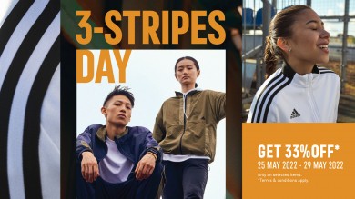 อาดิดาส จัดโปรโมชั่น “3-STRIPES DAY” สูงสุด 33% ตั้งแต่วันนี้ ถึง 29 พ.ค 65