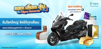 ซิกน่าประกันภัย ออกแคมเปญ ‘แลก เลือก ลุ้น กับ Cigna Rewards’ ปีที่ 3