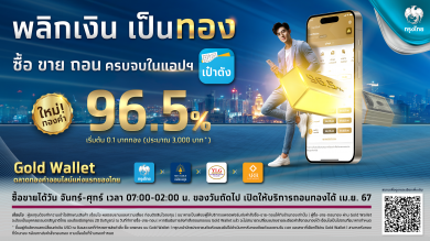 กรุงไทย เปิดซื้อ-ขายทองคำ 96.5% แบบเรียลไทม์ผ่าน Gold Wallet บนแอปฯเป๋าตัง