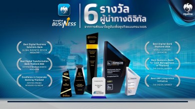 กรุงไทยคว้า 6 รางวัลผู้นำการเงินดิจิทัลระดับสากล