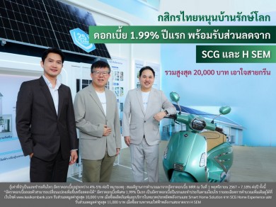 กสิกรไทยหนุนบ้านรักษ์โลก ดอกเบี้ย 1.99% ปีแรก