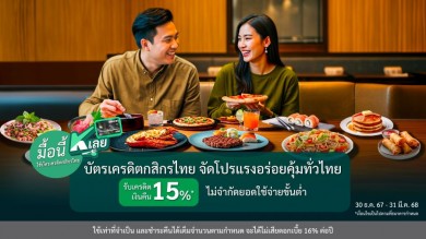 บัตรเครดิตกสิกรไทย จัดโปรฯ อร่อยทั่วไทย รับเครดิตเงินคืน 15% ไม่จำกัดยอดใช้จ่ายขั้นต่ำ